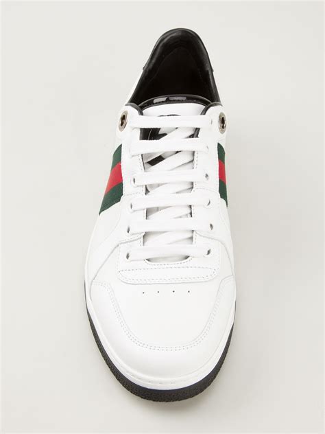 men white gucci sneakers large stripe|farfetch gucci sneakers men.